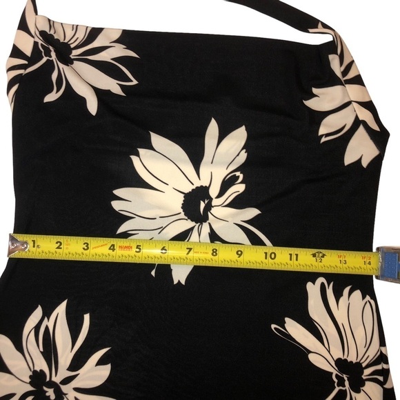 Lauren Ralph Lauren Black & White Halter Drape Neck Floral Maxi Dress Size Small - Picture 6 of 8